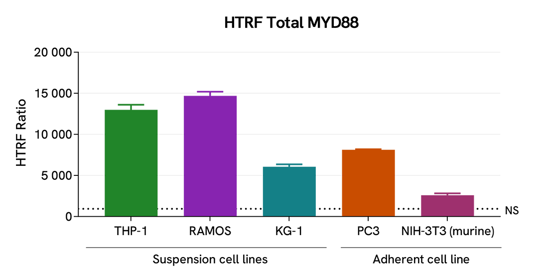 Total MYD88 assay Versatility on human and mouse cell lines