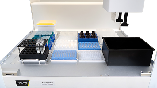 Revvity AssayMate liquid handler deck for automated sample prep