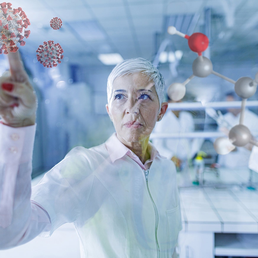 Scientist in lab conducting cell and gene therapy research