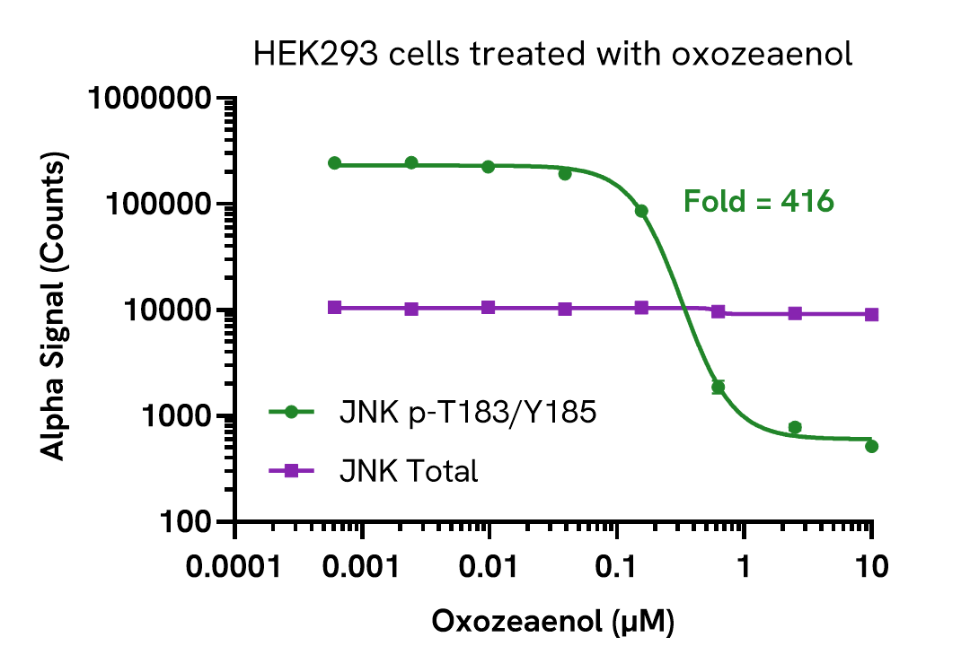 Inhibition of induced Phospho JNK1/2/3 (Thr183/Tyr185) in oxozeaenol treated cells