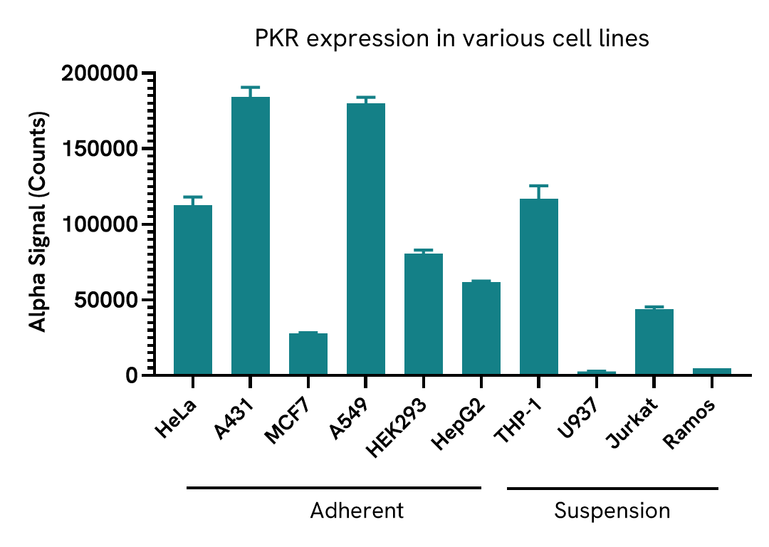 Versatility of Total PKR assay in various cell lines